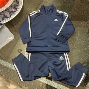 Adidas Navy Blue Tracksuit with White Stripes